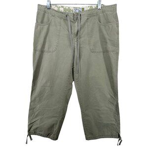 Vintage Old Navy Womens Cropped Pants Sz 14 Sage Green Chino Low-Rise Beachy Y2K